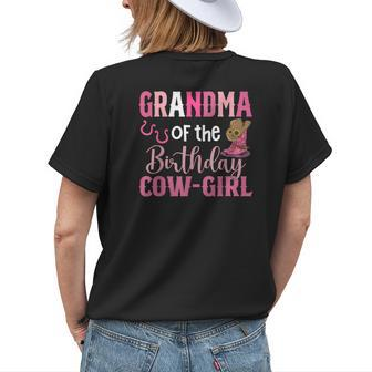 Grandma Of The Birthday Cow Girl Rodeo Cowgirl 1St Birthday Womens Back Print T-shirt | Mazezy