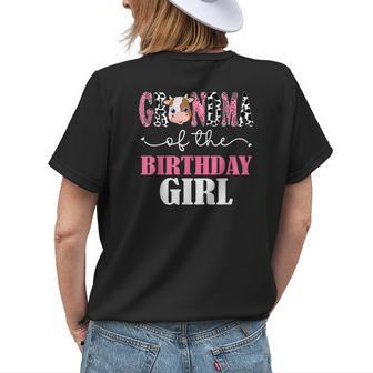 Grandma Of The Birthday For Girl Cow Farm 1St Birthday Cow Womens Back Print T-shirt - Seseable