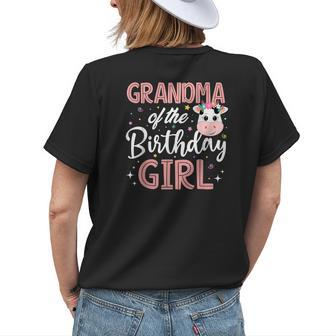 Grandma Of The Birthday Girl Cow Farm Birthday Party Bday Womens Back Print T-shirt | Mazezy