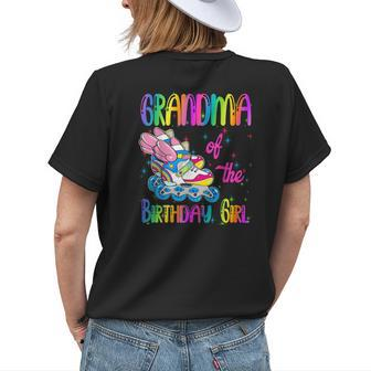 Grandma Of The Birthday Girl Rolling Skate Family Party Womens Back Print T-shirt | Mazezy