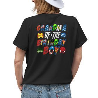 Grandma Of The Superhero Birthday Boy Super Hero Family Womens Back Print T-shirt - Monsterry