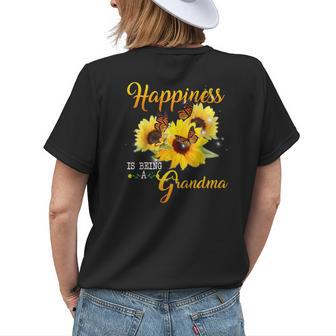 Happiness Is Being A Grandma Sunflower Butterfly Costume Womens Back Print T-shirt | Mazezy