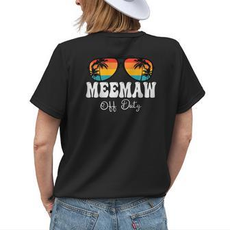 Meemaw Women Off Duty Sunglasses Grandma Hello Summer Sunset Womens Back Print T-shirt | Mazezy