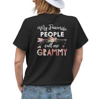 My Favorite People Call Me Grammy Floral Grandma Mother Day Womens Back Print T-shirt | Mazezy