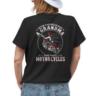Never Underestimate A Grandma Who Rides Motorcycles Funny Womens Back Print T-shirt - Seseable