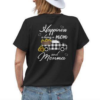 Sunflower Grandma Happiness Is Being A Mom And Momma Womens Back Print T-shirt | Mazezy