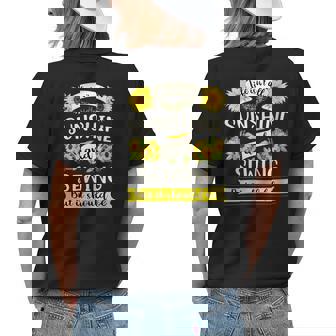 Sunshine And Sewing | Funny Sewing Moms & Grandmas Womens Back Print T-shirt | Mazezy