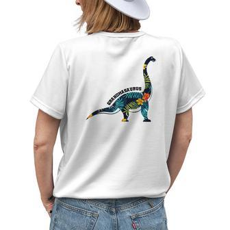 Cute Grandmasaurus Dinosaur Floral Funny Gigi Gift Gift For Womens Womens Back Print T-shirt | Mazezy