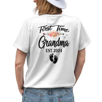 First Time Grandma 2024 Pregnancy Announcement New Grandma Gift For Womens Womens Back Print T-shirt | Mazezy