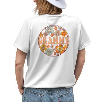 Groovy Grammy Retro Flowers Women Mothers Day Grandma Womens Back Print T-shirt - Seseable