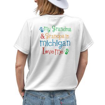 Kids Michigan Grandma And Grandpa Love Me Grandchild Gift Womens Back Print T-shirt | Mazezy