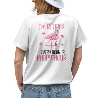 Tg Cute Im Retired Flamingo Wine Dinking Grandma Womens Back Print T-shirt | Mazezy DE