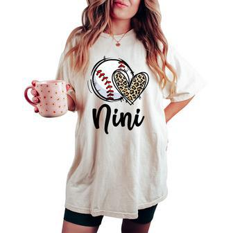 Baseball Nini Cute Leopard Heart Women's Oversized Comfort T-shirt | Mazezy
