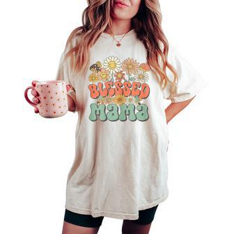 Blessed Mama Groovy Hippie Retro Daisy Flower Women's Oversized Comfort T-shirt | Mazezy