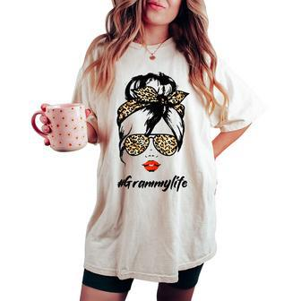 Classy Grammy Life With Leopard Pattern Shades Women's Oversized Comfort T-shirt | Mazezy