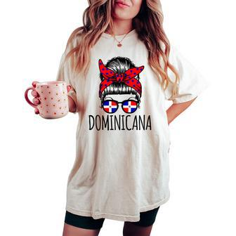 Dominican Republic Dominicana Girl Messy Bun Women's Oversized Comfort T-shirt | Mazezy