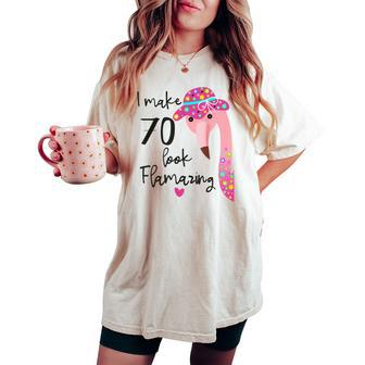 Flamingo 70Th Birthday For 70 Years Old Seventy Women's Oversized Comfort T-shirt | Mazezy