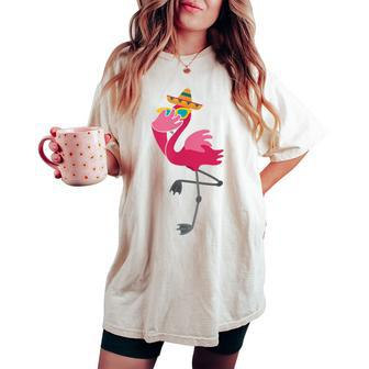 Flamingo Hat Sunglasses Taco Cinco De Mayo Women's Oversized Comfort T-shirt | Mazezy
