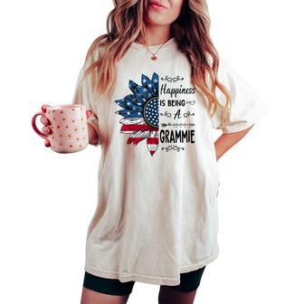 Happiness Is Being A Grammie Sunflower 4Th Of July Women's Oversized Comfort T-shirt | Mazezy