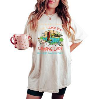 Happy Glamper Camping Lover Girl Camper Camp Vacation Women's Oversized Comfort T-shirt | Mazezy