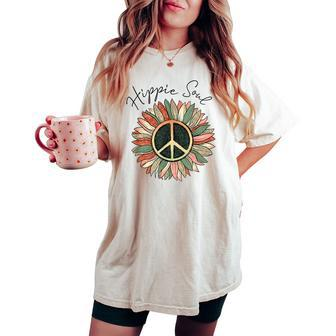 Hippie Soul Daisy Peace Sign Flower Lovers Women's Oversized Comfort T-shirt | Mazezy