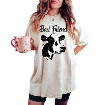 Holstein Cow Is Best Friend Farmer Girl Women's Oversized Comfort T-shirt | Mazezy