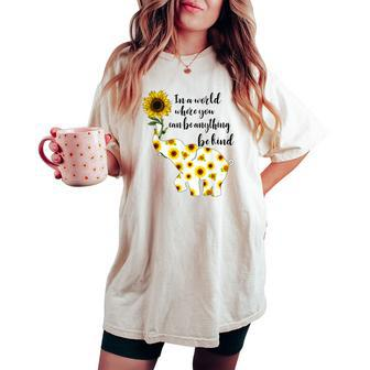 Be Kind Sign Language Elephant Sunflower Quote Idea Women's Oversized Comfort T-shirt | Mazezy
