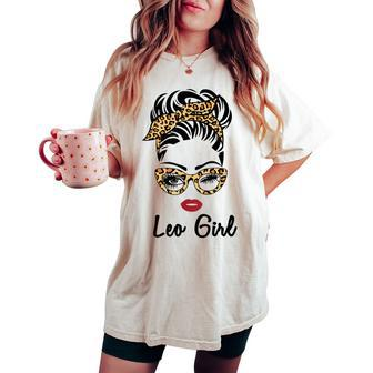 Leo Girl Woman Face Leopard Bandana Wink Eye July Girls Women's Oversized Comfort T-shirt | Mazezy