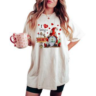 I Love Being A Granny Gnome Daisy Heart Women's Oversized Comfort T-shirt | Mazezy