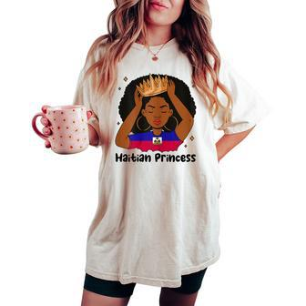 Melanin Haitian Princess Haiti Flag Haitian Girls Pride Women's Oversized Comfort T-shirt | Mazezy