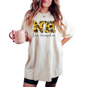 New Hampshire Sunflower Leopard Print Women's Oversized Comfort T-shirt | Mazezy