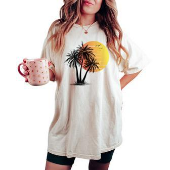 Palm Tree Summer Beach Summer Vacation Women Men Gifts Women's Oversized Graphic Print Comfort T-shirt - Monsterry