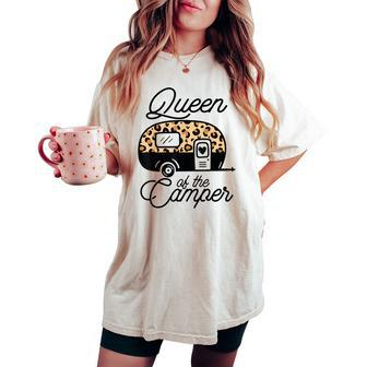 Queen Of The Camper Leopard Women Camper Camping Traveler Women's Oversized Comfort T-shirt | Mazezy