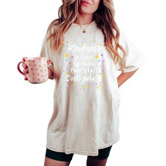 Red Kindness  Kindness Is Free Sprinkle It Be Kind Women's Oversized Graphic Print Comfort T-shirt
