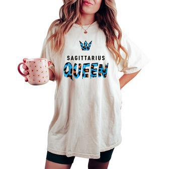 Sagittarius Queen Blue Leopardcheetah Pattern Astrology Women's Oversized Comfort T-shirt | Mazezy