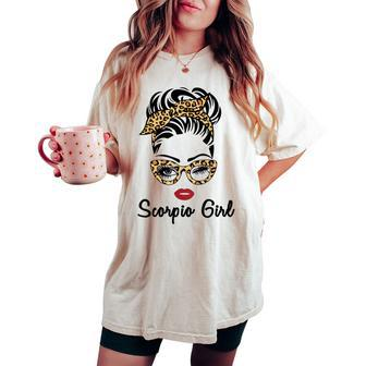 Scorpio Girl Woman Face Leopard Bandana Wink Eye Women's Oversized Comfort T-shirt | Mazezy