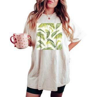 Seamless Palm Botanical Exotic Floral Hawaii Nature Women's Oversized Comfort T-shirt | Mazezy