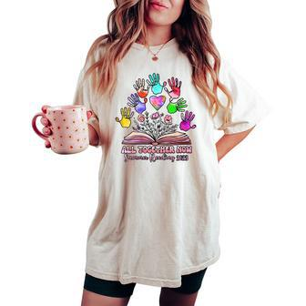 All Together Now Summer Reading 2023 Boho Flowers Floral Women's Oversized Comfort T-shirt | Mazezy