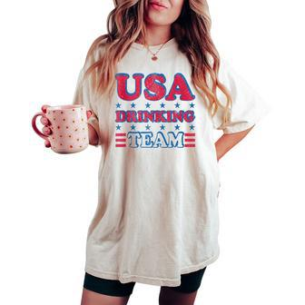 Usa Drinking Team 4Th Of July Independence Day Drunk Women's Oversized Comfort T-shirt | Mazezy