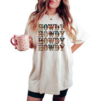 Vintage Howdy Rodeo Western Country Southern Cowgirl Cowboy Women's Oversized Comfort T-shirt | Mazezy