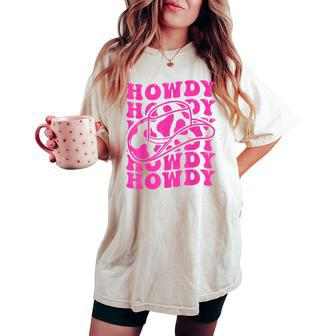 Vintage White Howdy Rodeo Country Western Cowgirl Southern Women's Oversized Comfort T-shirt | Mazezy