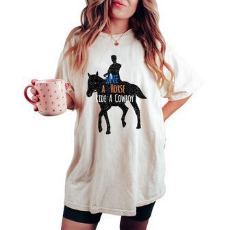Western Save A Horse Ride A Cowboy Riding Cow Girl T Women's Oversized Comfort T-shirt | Mazezy
