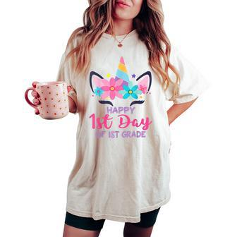 1St Grade Unicorn First Day Of School Back To Outfit Women's Oversized Comfort T-shirt - Monsterry