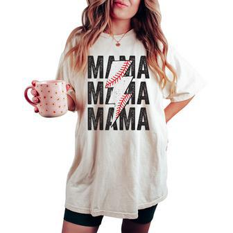 Baseball Mama Mom Lightning Bolt Mother's Day Women's Oversized Comfort T-shirt - Monsterry