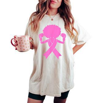 Boxing Pink Ribbon African American Breast Cancer Women's Oversized Comfort T-shirt - Seseable