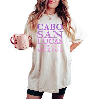 Cabo San Lucas Mexico Retro Throwback Pink Girls Women's Oversized Comfort T-shirt | Mazezy
