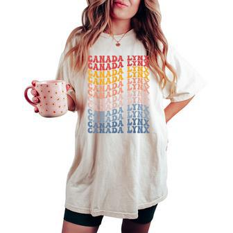 Canada Lynx Groovy Retro Women's Oversized Comfort T-shirt | Mazezy