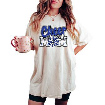 Cheer Mom Blue Leopard Letters Cheer Pom Poms Women's Oversized Comfort T-shirt | Mazezy AU