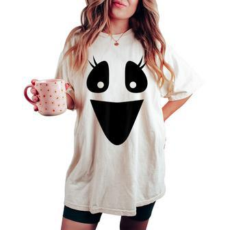 Cute Ghost Female Face For Girls Lazy Diy Halloween Costume Women's Oversized Comfort T-shirt - Seseable