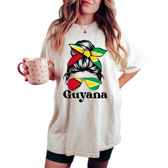 Guyana Girl Pride Guyanese Girl Guyana Messy Bun Women's Oversized Comfort T-shirt | Mazezy UK